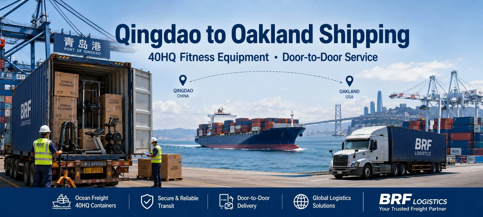 40HQ Fitness Equipment Shipping from Qingdao to Oakland, USA – Door-to-Door Logistics Case