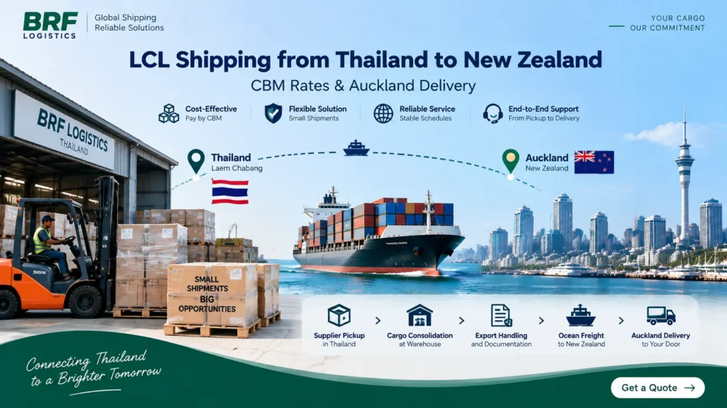 LCL Shipping from Thailand to New Zealand CBM Rates & Auckland Delivery